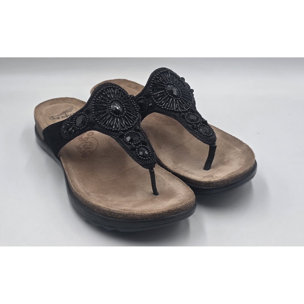 Dansko Pamela Black Beaded Thong Sandals Womens EU 39 US 8.5-9 Comfort